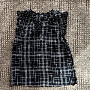 GAP Women's Black and White Plaid Blouse